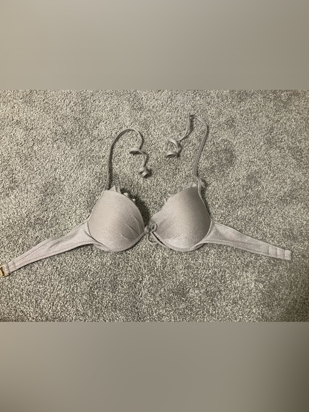 Victoria Secret Push Up Silver Bikini Top 34B Like New